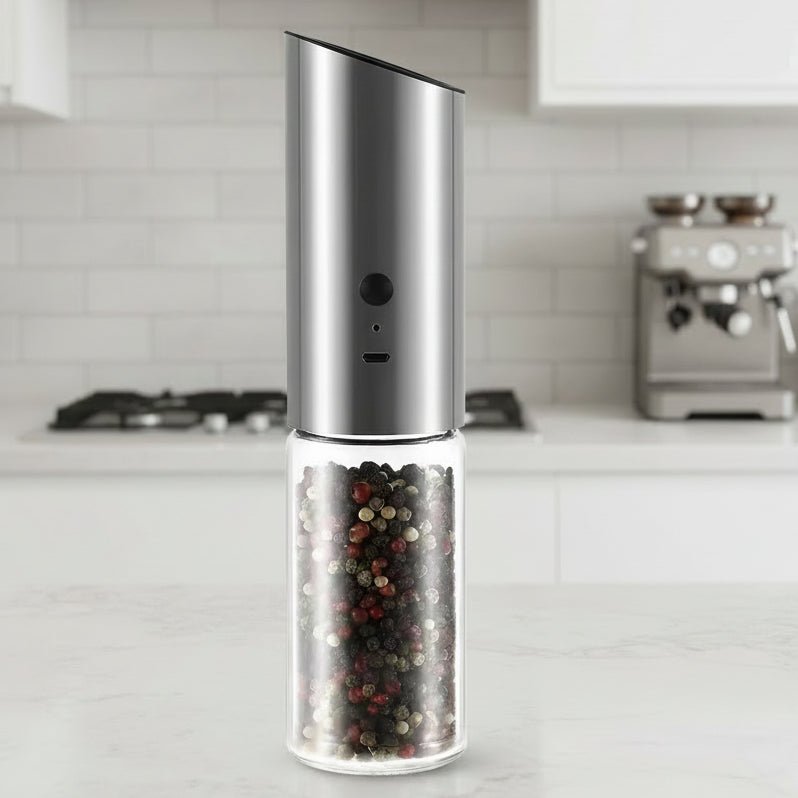 SPICEVOLT – Rechargeable Electric Pepper Grinder in Stainless Steel with Adjustable Fineness 0