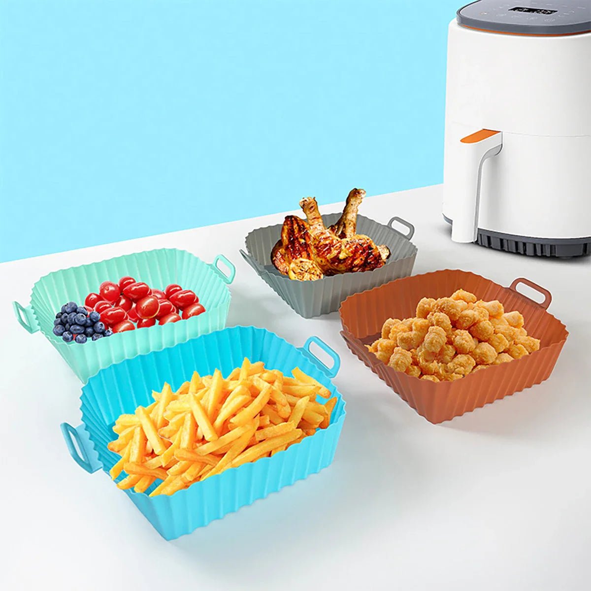 GRIPFRY – Forro de Silicone para Fritadeira de Ar com Alças Laterais para Cozinhar Limpo e Antiaderente