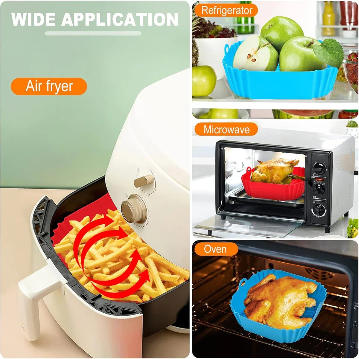 GRIPFRY – Forro de Silicone para Fritadeira de Ar com Alças Laterais para Cozinhar Limpo e Antiaderente