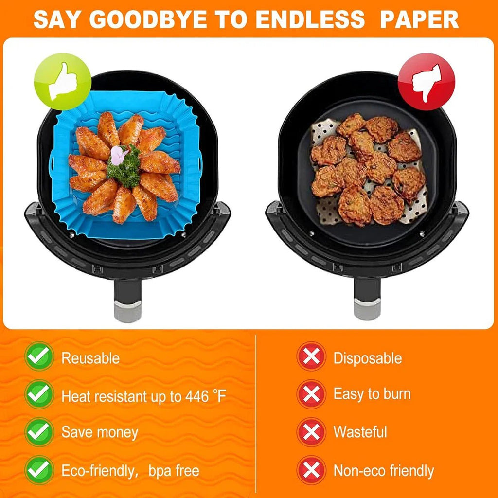 GRIPFRY – Forro de Silicone para Fritadeira de Ar com Alças Laterais para Cozinhar Limpo e Antiaderente