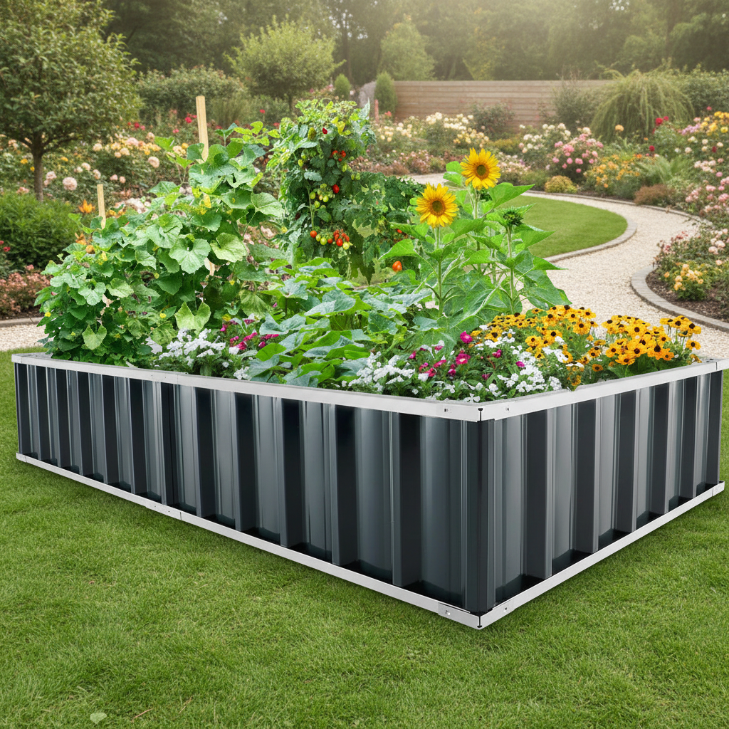 Premium Raised Garden Bed - Durable Galvanized Steel Planter for Flowers & Vegetables 1
