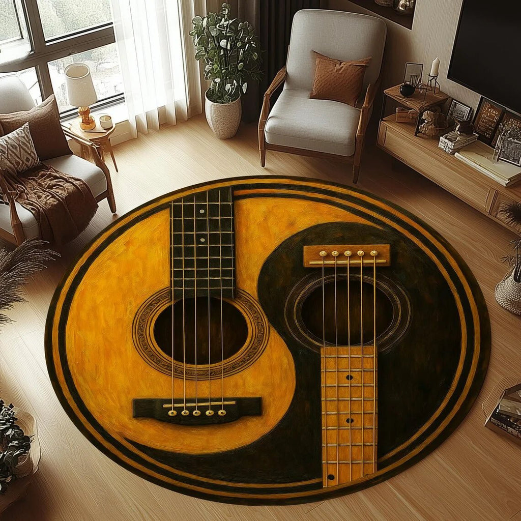 MUSICNEST – Cozy Round Flannel Guitar Rug Non-Slip & Machine Washable for Kids' Rooms 2