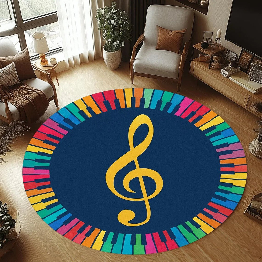 MUSICNEST – Cozy Round Flannel Guitar Rug Non-Slip & Machine Washable for Kids' Rooms 3