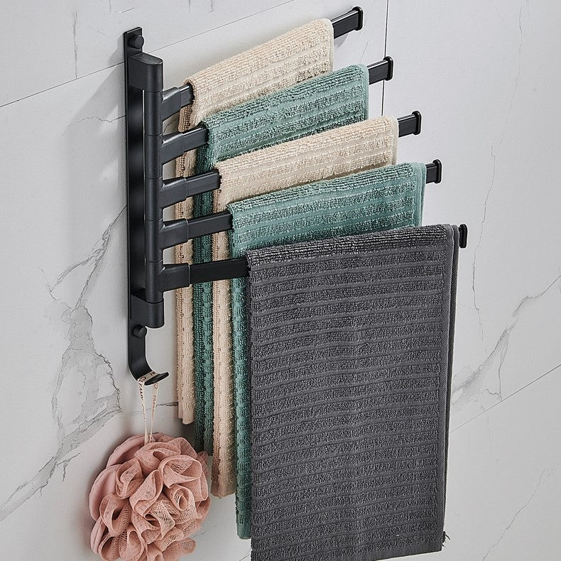 Tidyrack 5-Arm Towel Organizer - Modern ruimtebesparend wandrek in matzwart voor stijlvolle badkameropbergruimte