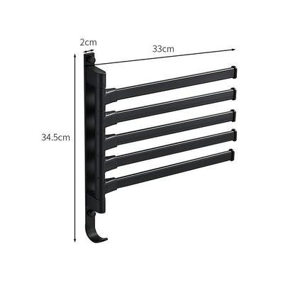 Tidyrack 5-Arm Towel Organizer - Modern ruimtebesparend wandrek in matzwart voor stijlvolle badkameropbergruimte