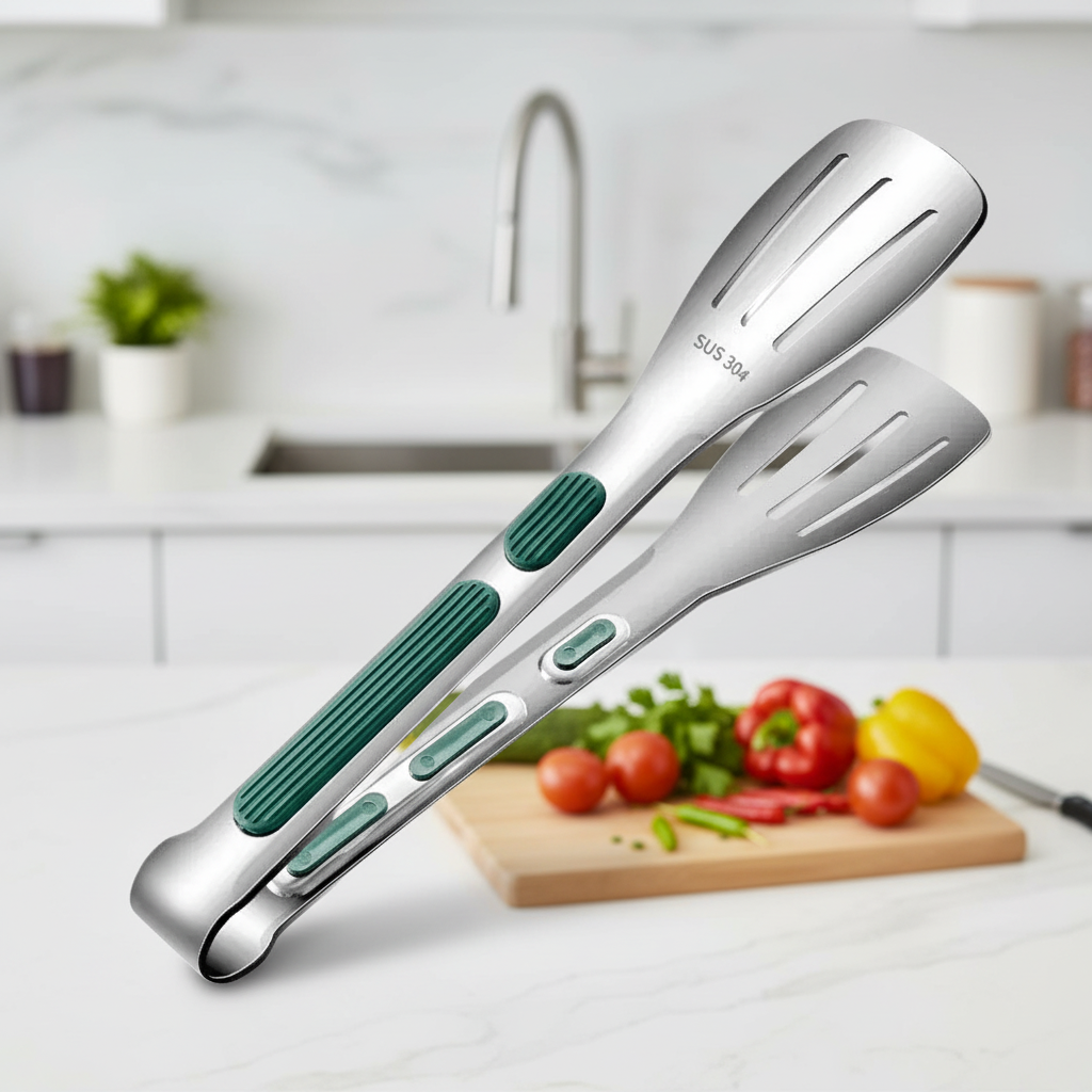 HandyTongs – Liukumattomat ruostumattomasta teräksestä valmistetut pihdit lihalle, salaatille ja leivälle