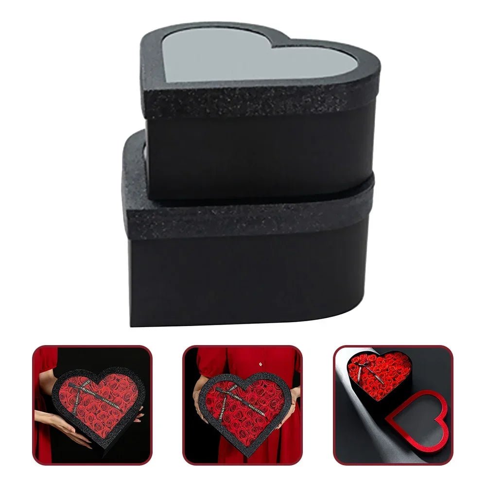 FLORIVA – Boîte de fleurs en papier élégante en forme de cœur | Cadeau de la Saint-Valentin