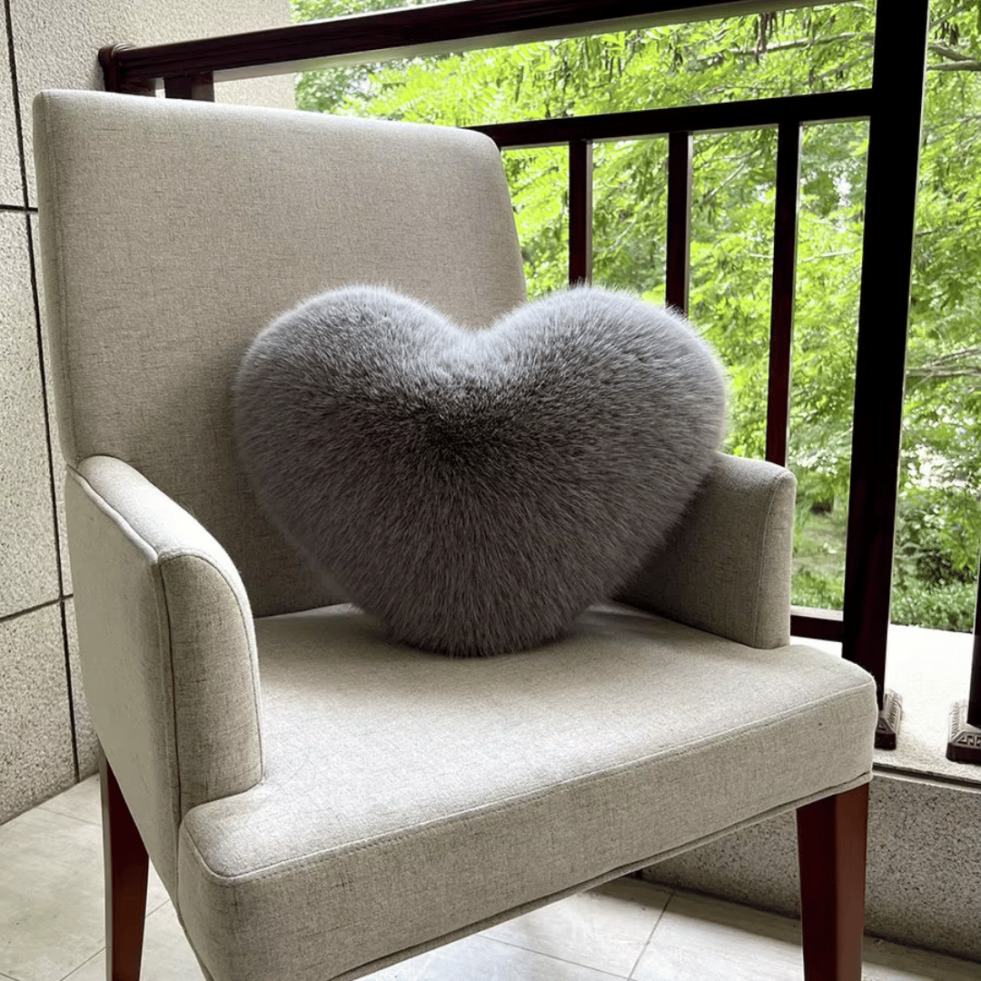 Cozy Heart Plush Throw Pillow - Soft Faux Fur Toss Pillow for Modern Decor 4