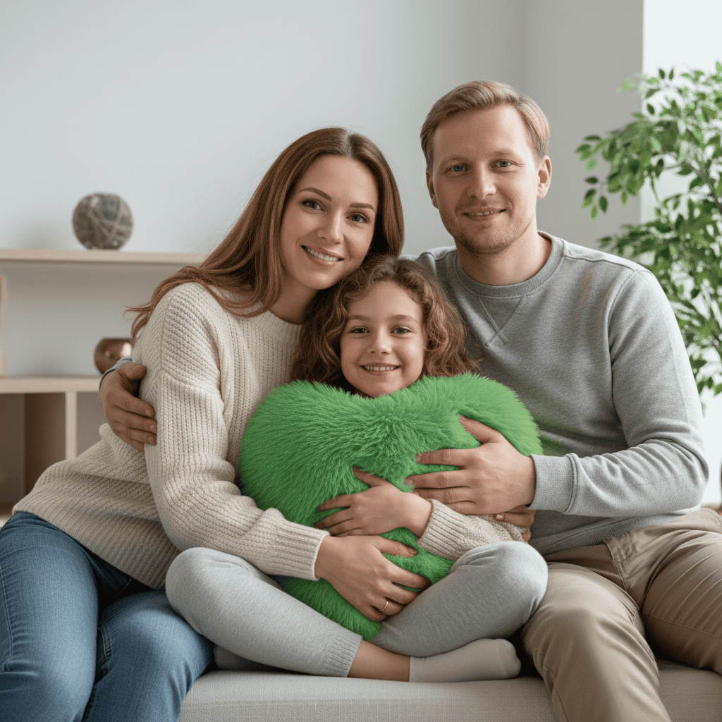 HEARTLUX – Soft Faux Fur Heart Pillow for Modern Home Decor