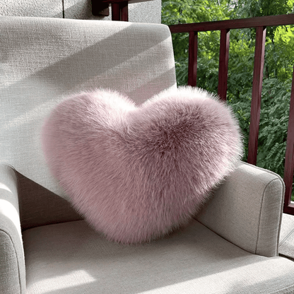 Cozy Heart Plush Throw Pillow - Soft Faux Fur Toss Pillow for Modern Decor 5