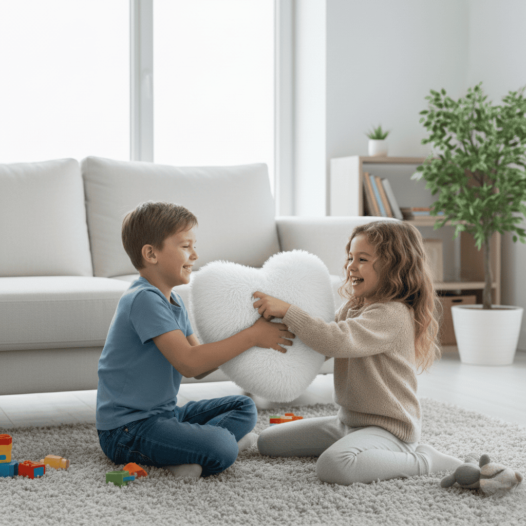 HEARTLUX – Soft Faux Fur Heart Pillow for Modern Home Decor