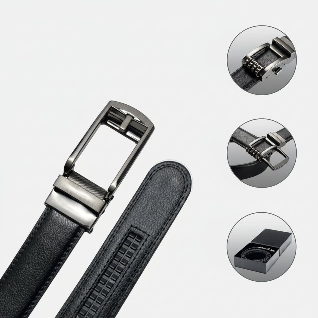 AutoFit Belt - Self-Locking Ratchet System for Modern Men, Genuine Leather 8