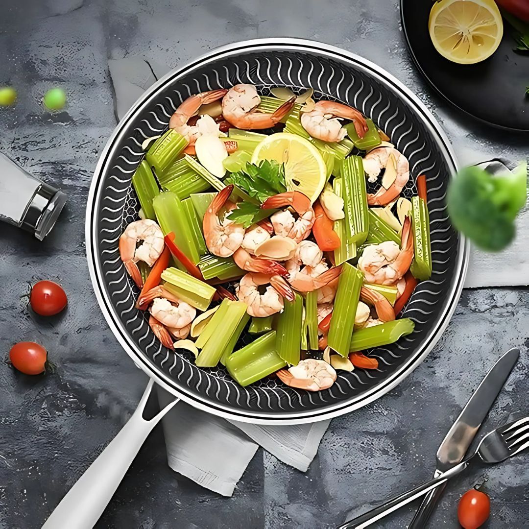 HexaPan – Stainless Steel Non-Stick Pan with Hexa Design