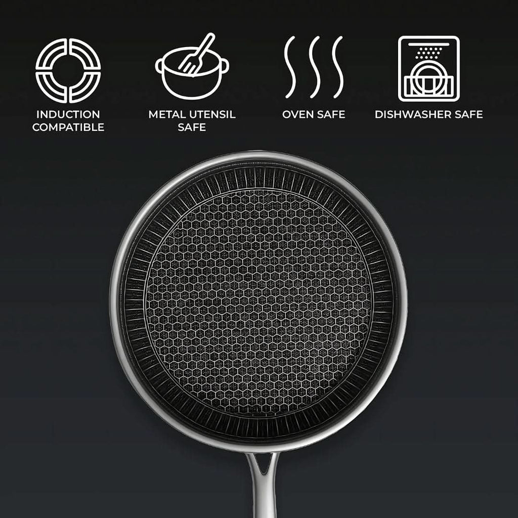 PANFORGE – Frigideira Antiaderente em Aço Inoxidável com Superfície Hexa