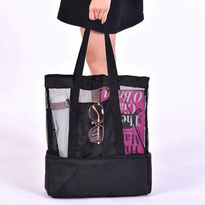 High-Capacity Picnic and Beach Bag – Waterproof, Double-Layer Mesh Design for Outdoor Adventures