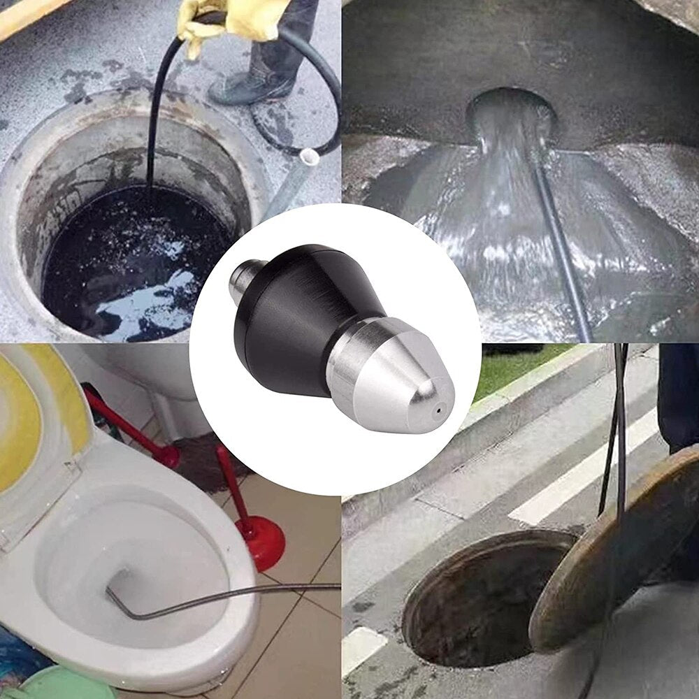 High-Pressure Sewer Cleaning Sprayer – Stainless Steel, Compatible with 1.2-1.5 cm Hoses for Efficient Blockage Removal-6