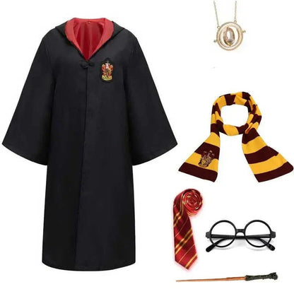 Complete Harry Potter Costume Set with Hogwarts Robe, Wand, Scarf & Glasses 2