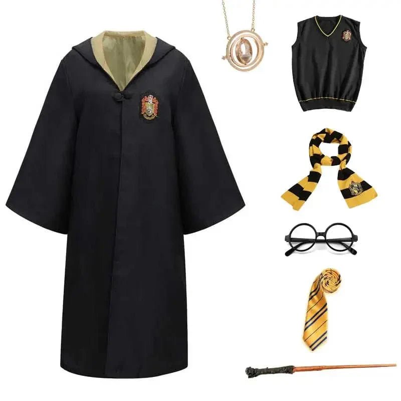 Complete Harry Potter Costume Set with Hogwarts Robe, Wand, Scarf & Glasses 1