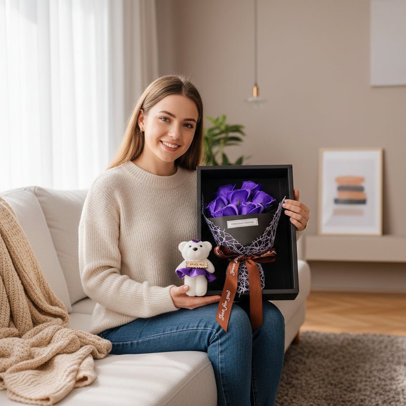 ROSECRAFT – 7 Heads Rose Artificial Bouquet Flower for Home and Event Decor 1