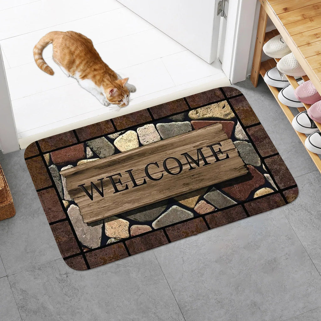 HOMEGREET – Floral & Letter Anti-Slip Door Mat