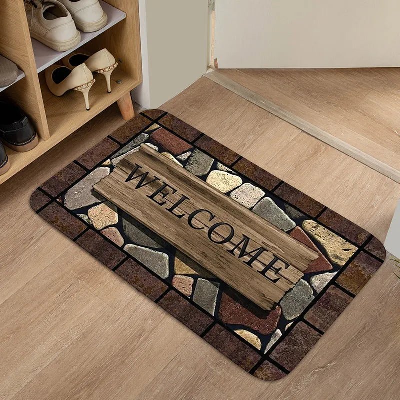 HOMEGREET – Floral & Letter Anti-Slip Door Mat