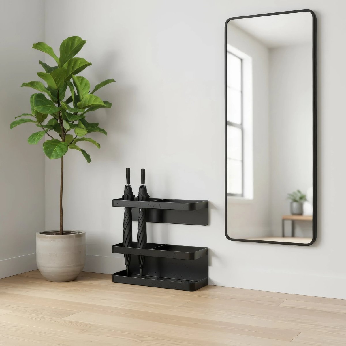 LIVINGSPIRE – Adjustable Umbrella Stand with Drip Tray and Stylish Iron Finish 1