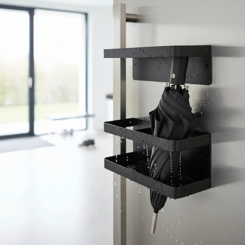 LIVINGSPIRE – Adjustable Umbrella Stand with Drip Tray and Stylish Iron Finish 3