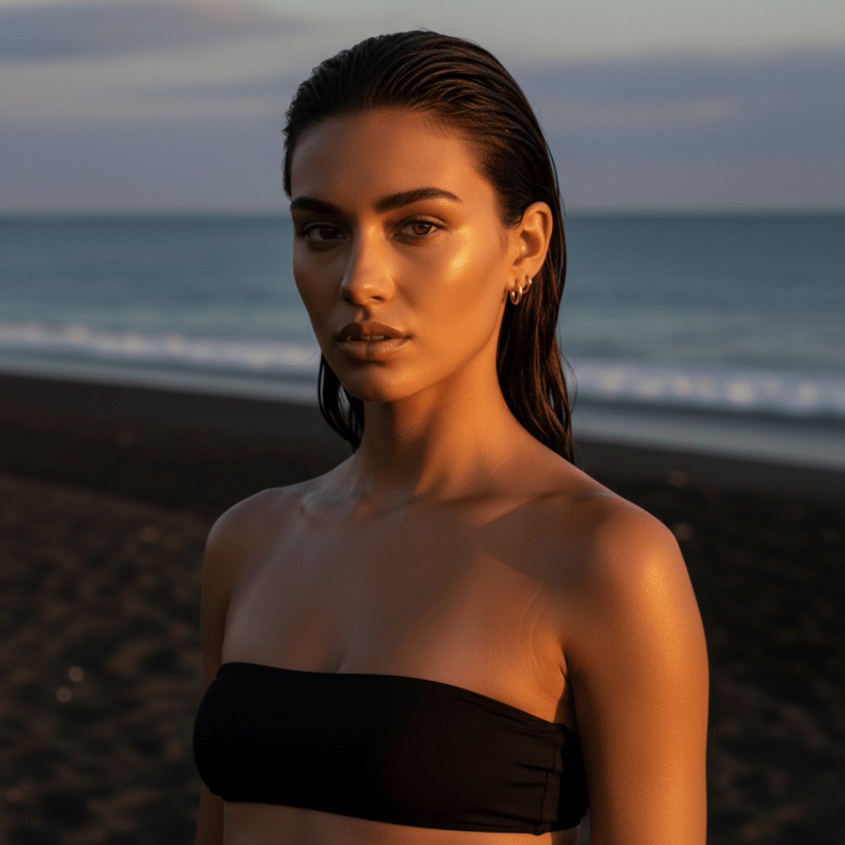 Pendientes de aro de oro y plata Horizon Line