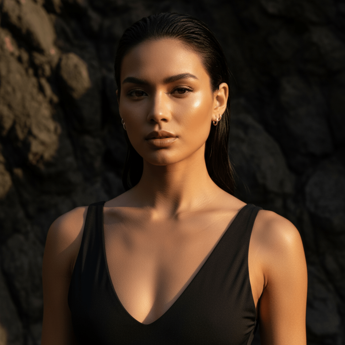 Pendientes de aro de oro y plata Horizon Line