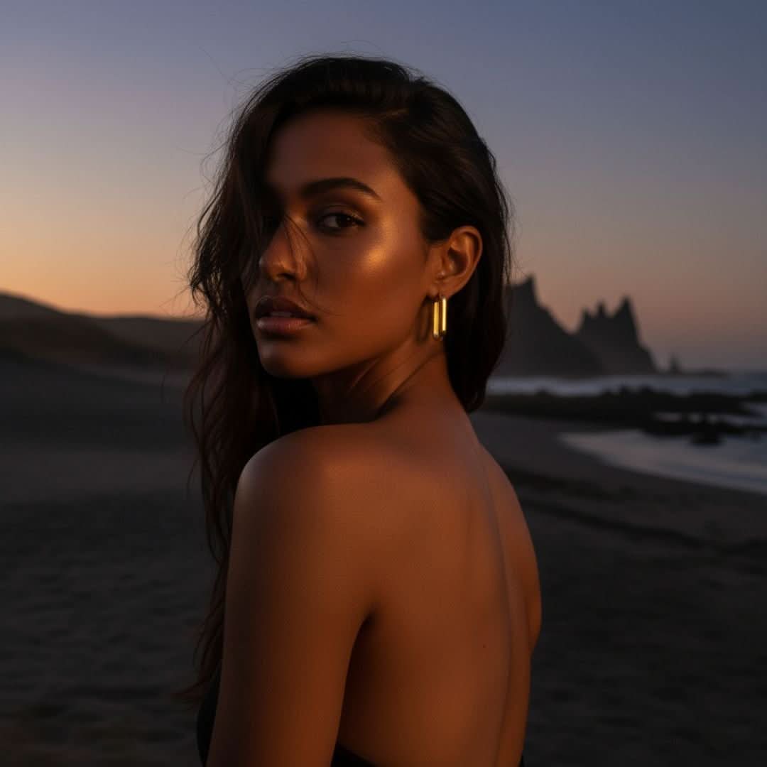 Pendientes de aro dorados Horizon Icon