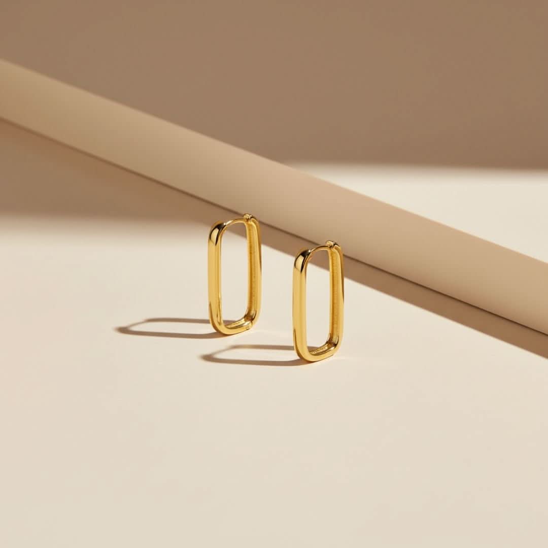 Pendientes de aro dorados Horizon Icon