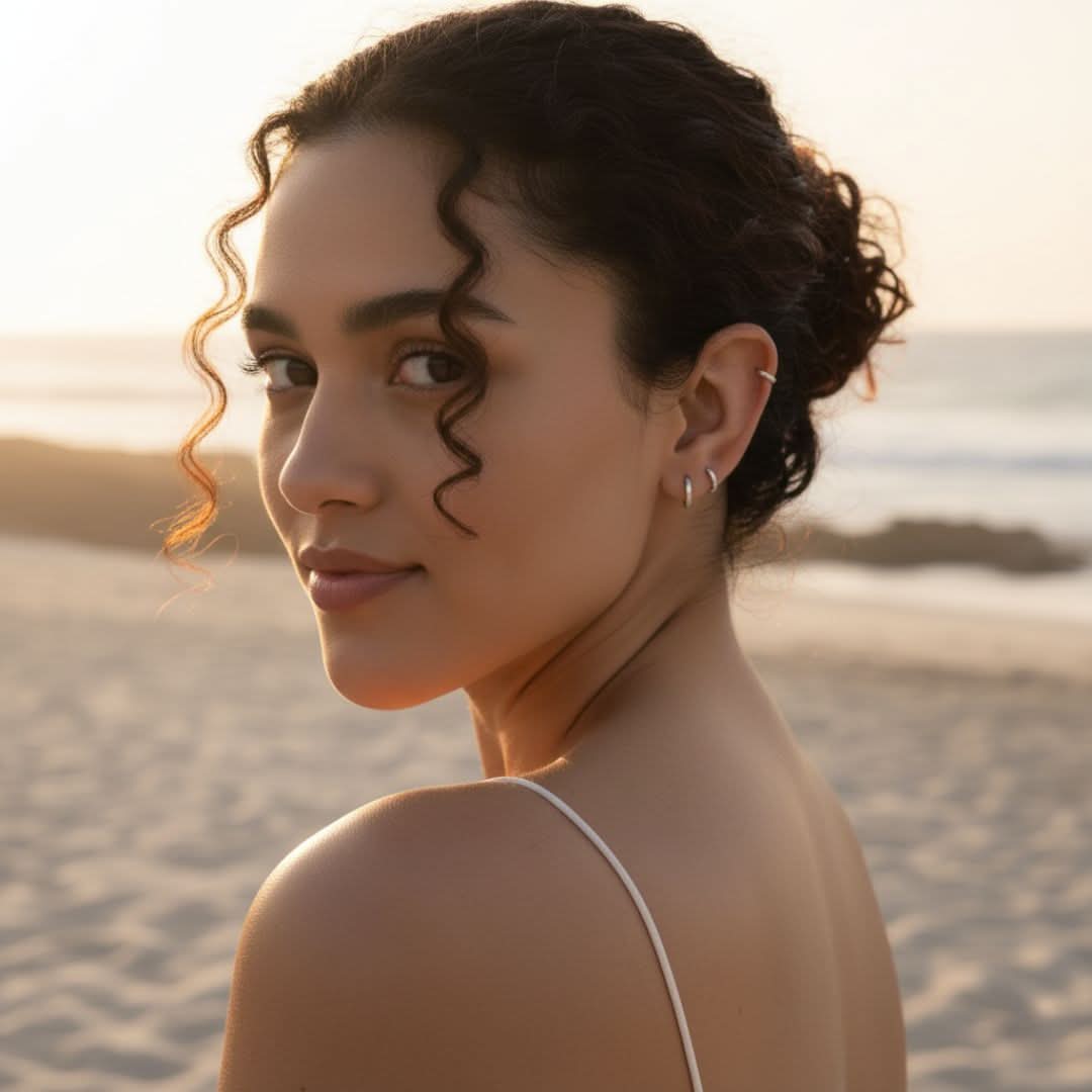 Pendientes Huggie de Oro y Plata Golden Hour