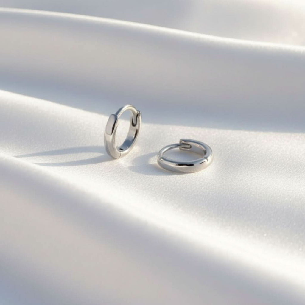 Pendientes Huggie de Oro y Plata Golden Hour