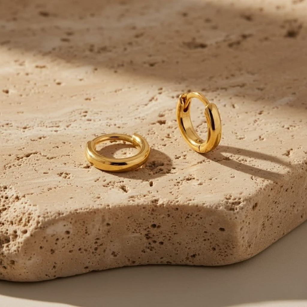 Pendientes Huggie de Oro y Plata Golden Hour