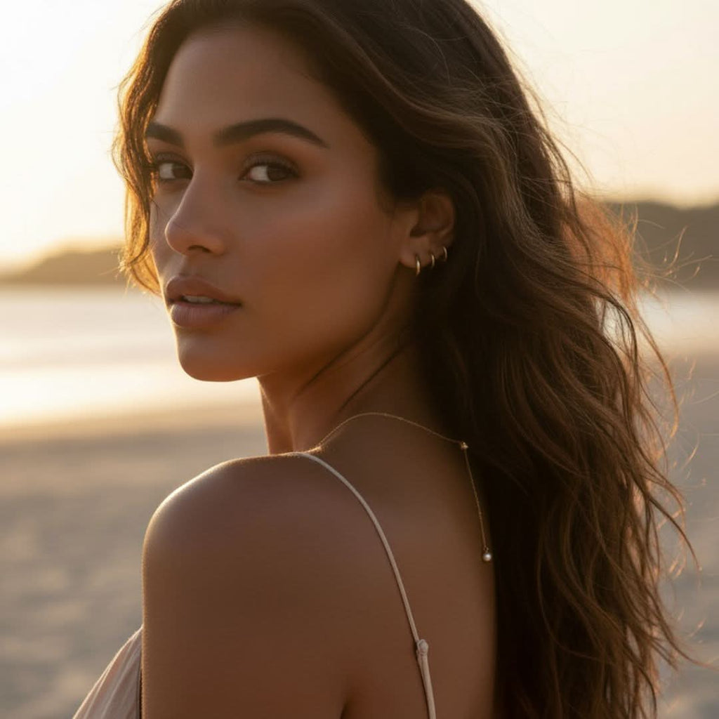 Pendientes Huggie de Oro y Plata Golden Hour