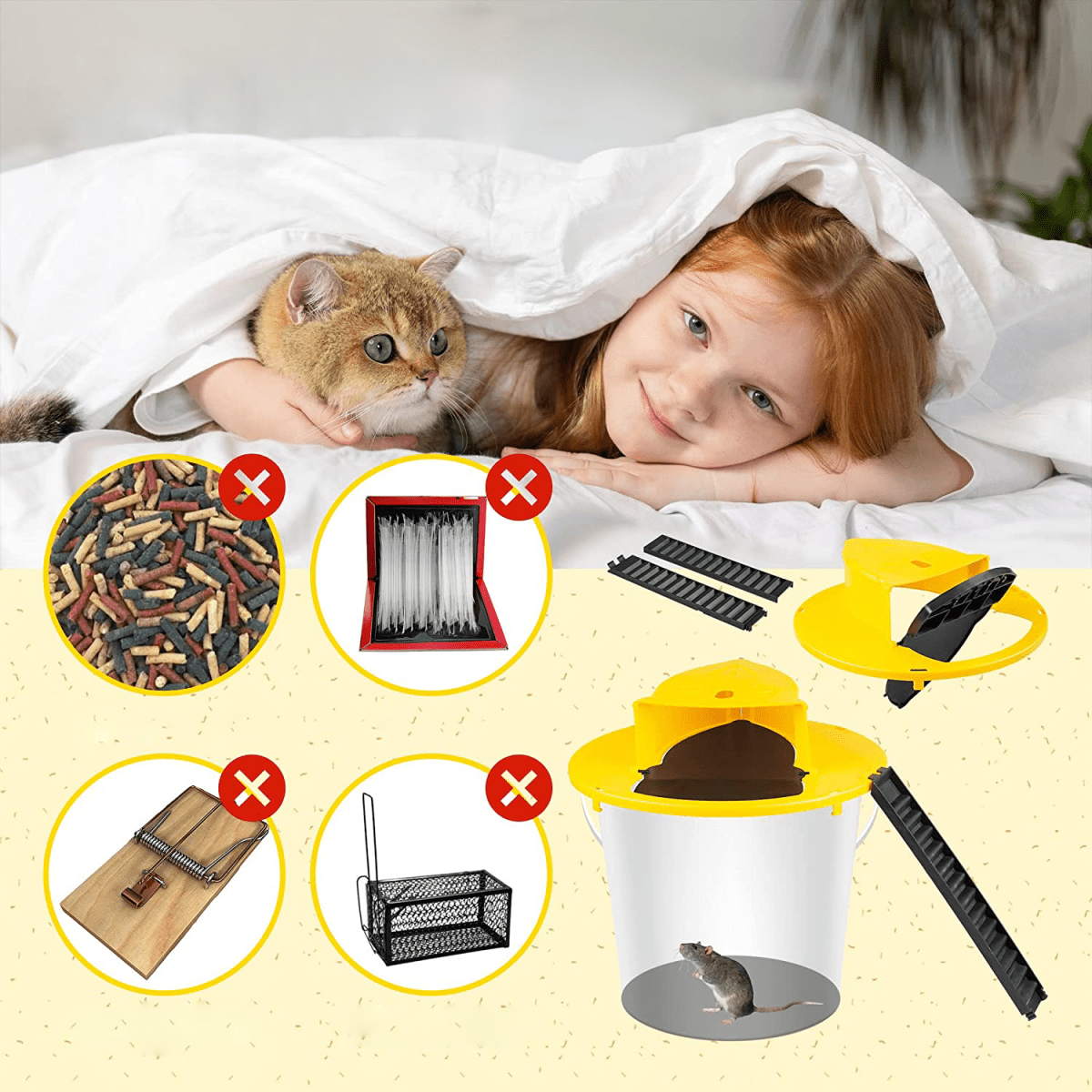 Humane Mouse Trap Bucket Lid – Safe and Effective Mice Trap Compatible with Standard Buckets for Easy Rodent Control-3