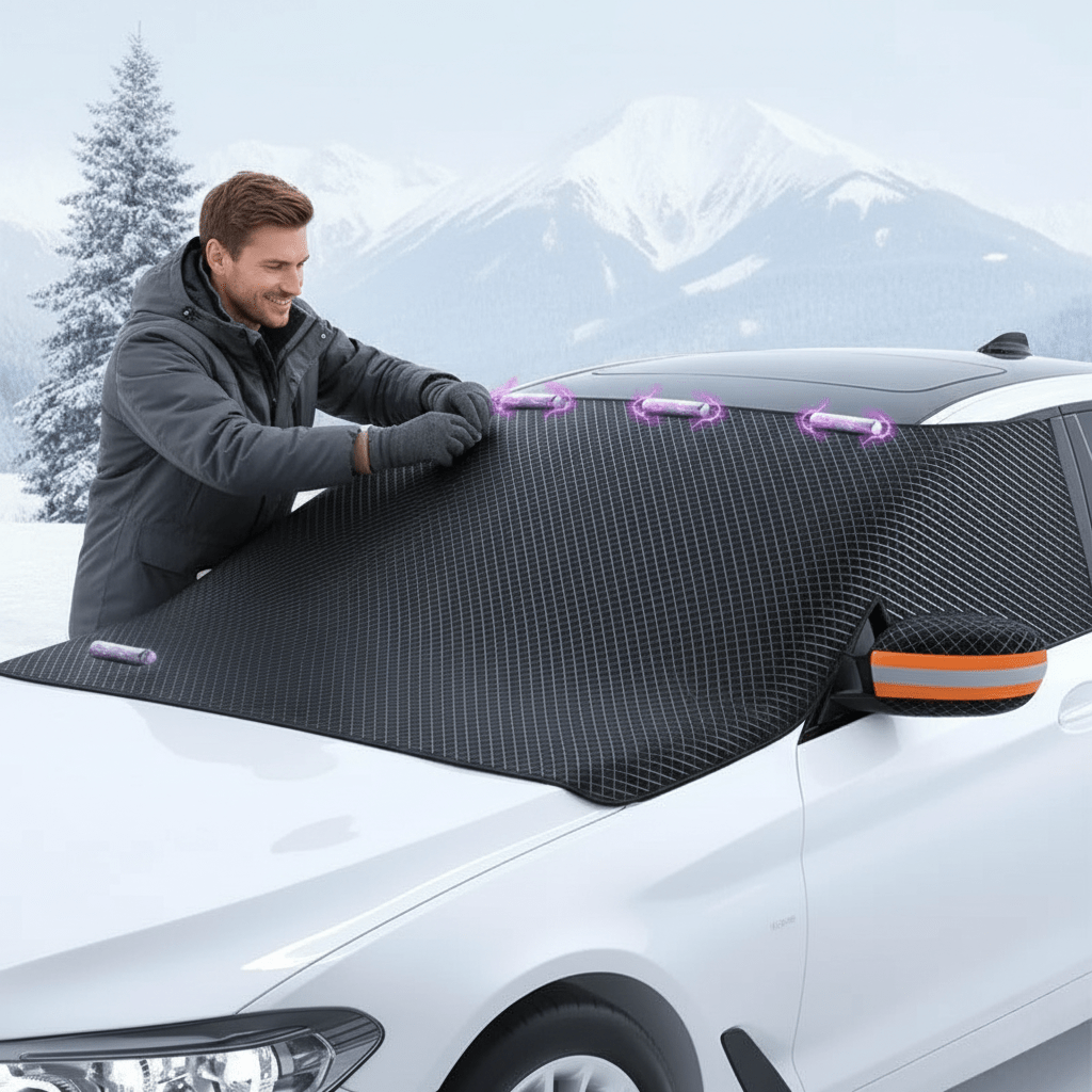 ICESHIELD MAX – Duurzame Oxford Stof Sneeuw- en Zonbescherming voor Voertuigen