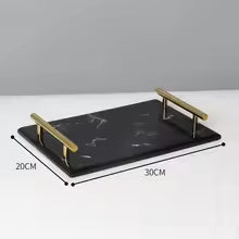 DECORVA – Elegante vassoio in marmo nero per decorazioni di lusso per il bagno