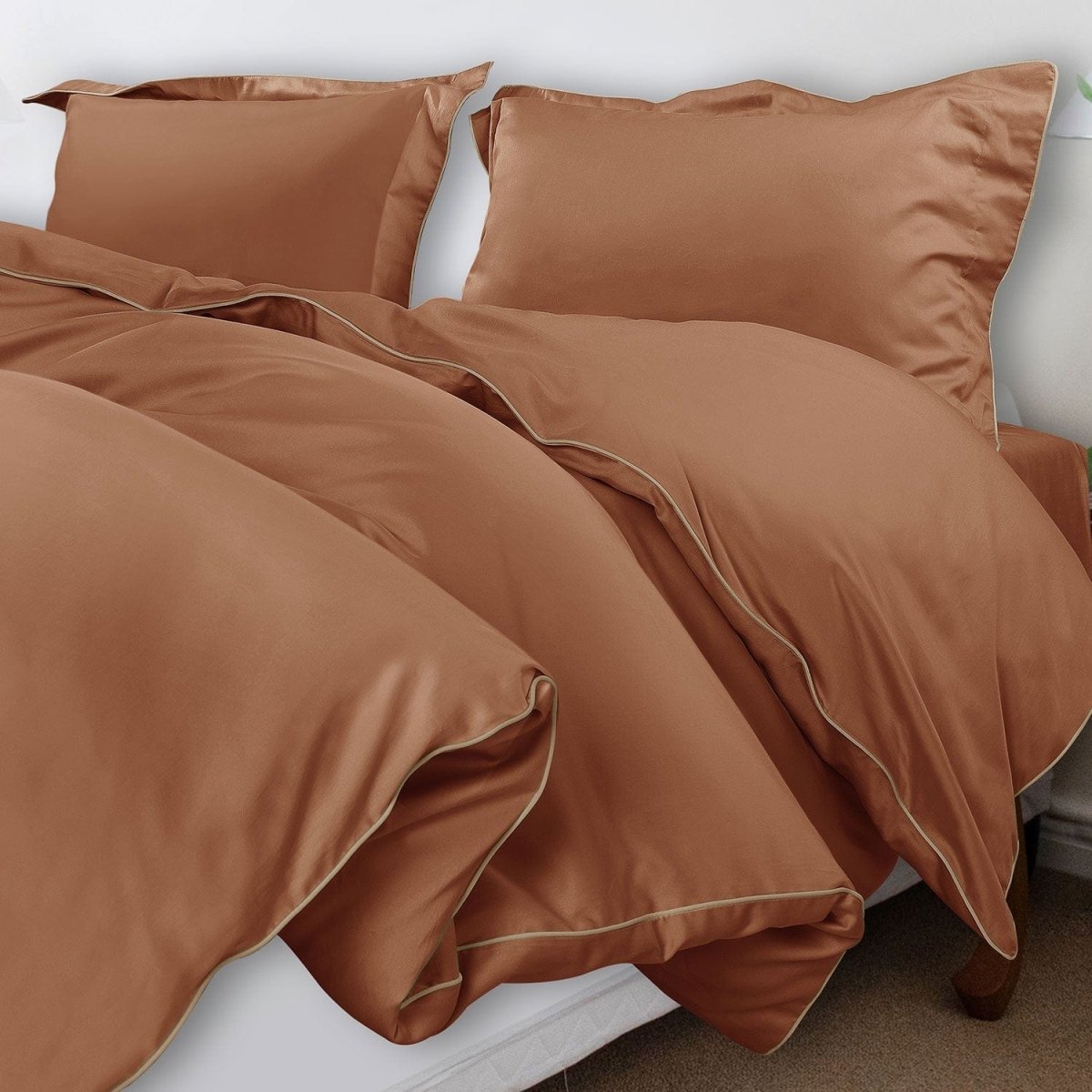 ITALIANEVE – 500 TC katoenen beddengoedset met dekbedovertrek en kussenslopen