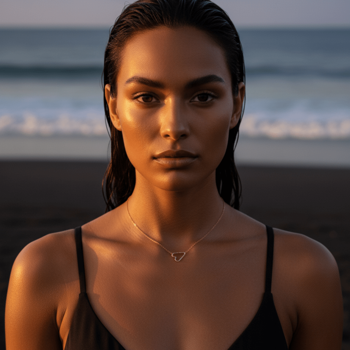 Collar de corazón diminuto de oro - Joyería con colgante impermeable e hipoalergénica