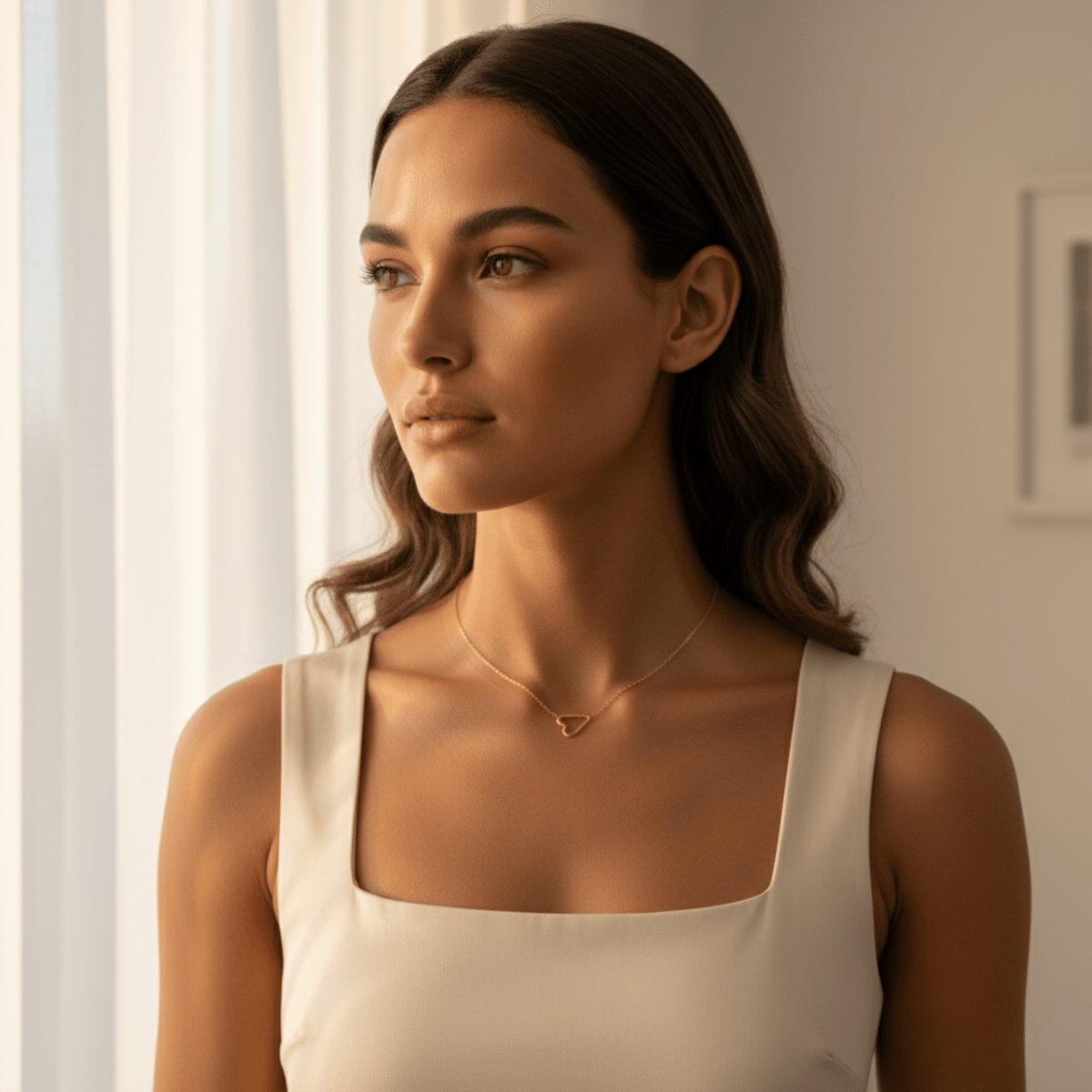 Collar de corazón diminuto de oro - Joyería con colgante impermeable e hipoalergénica