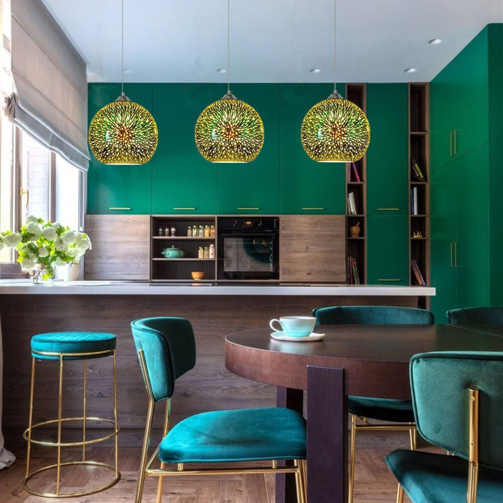 SPARKDOME – 3D Glas-Kuppel-Hängeleuchte mit bunter Beleuchtung