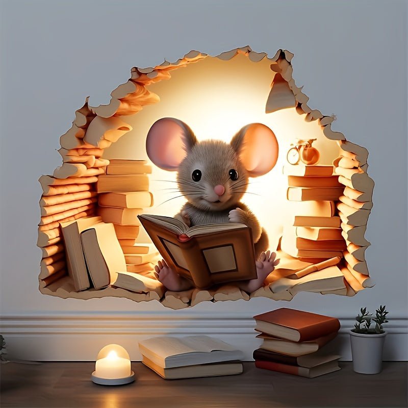 DecoraMice 3D Cartoon Wandaufkleber | Niedliche Maus Wandtattoos für Kinderzimmer und Wohnkultur