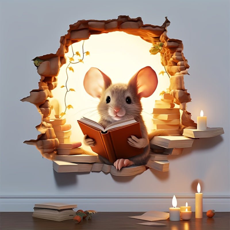 DecoraMice 3D Cartoon Wandaufkleber | Niedliche Maus Wandtattoos für Kinderzimmer und Wohnkultur