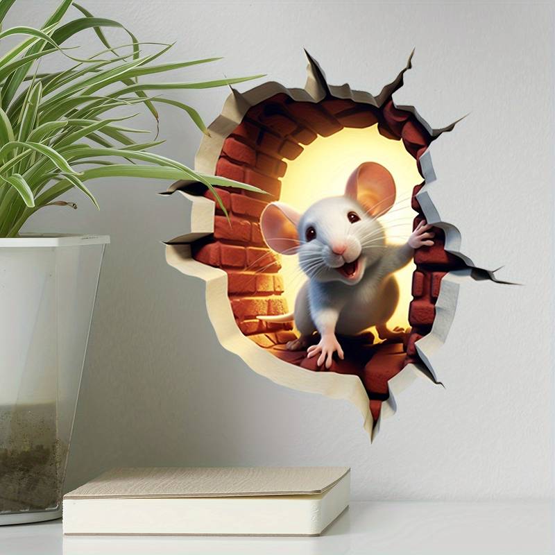 DecoraMice 3D Cartoon Wandaufkleber | Niedliche Maus Wandtattoos für Kinderzimmer und Wohnkultur