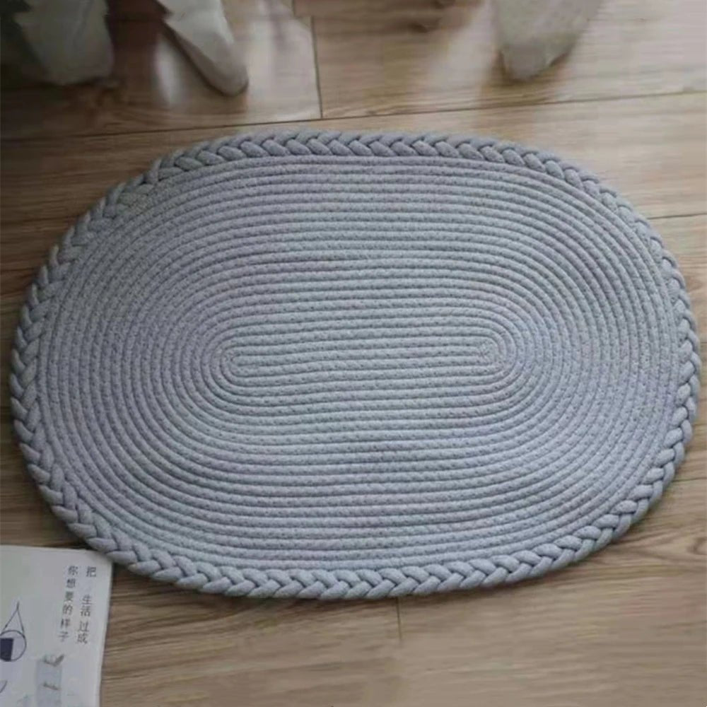 Eco-Friendly Hand-Woven Jute Floor Mat - Non-Slip Cotton Rug for Home Decor 7