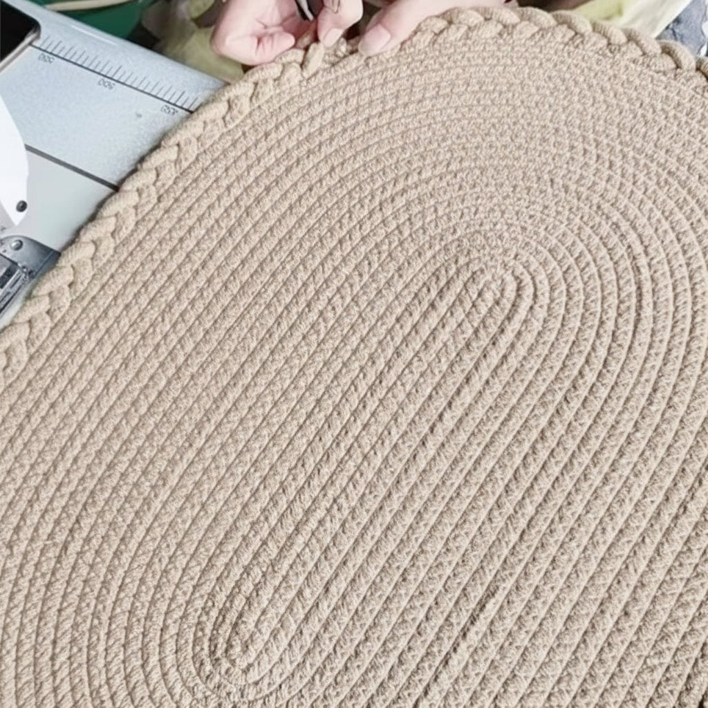 Eco-Friendly Hand-Woven Jute Floor Mat - Non-Slip Cotton Rug for Home Decor 3