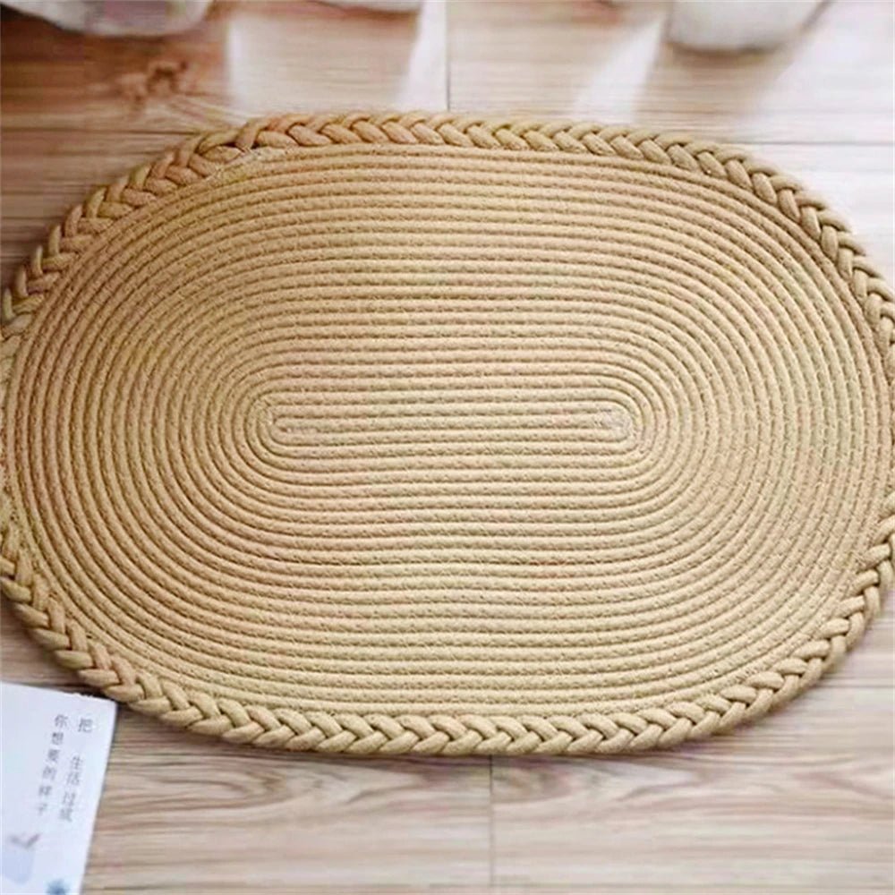 Eco-Friendly Hand-Woven Jute Floor Mat - Non-Slip Cotton Rug for Home Decor 1