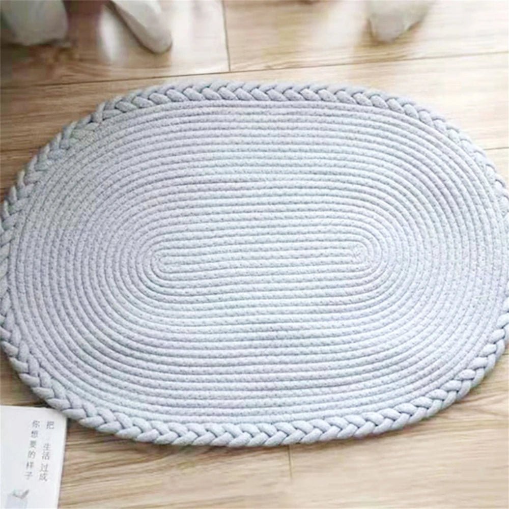 Eco-Friendly Hand-Woven Jute Floor Mat - Non-Slip Cotton Rug for Home Decor 5