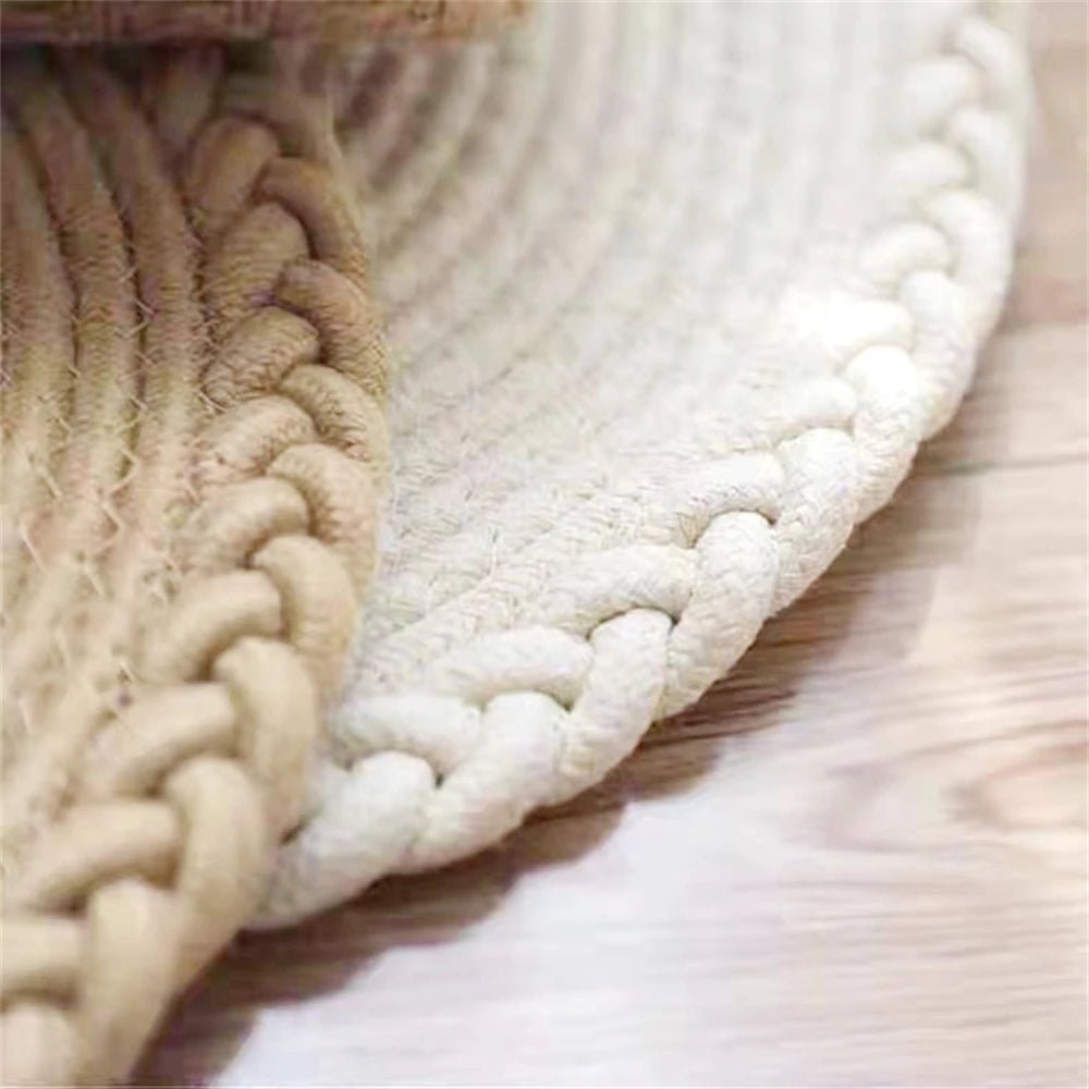 Eco-Friendly Hand-Woven Jute Floor Mat - Non-Slip Cotton Rug for Home Decor 2